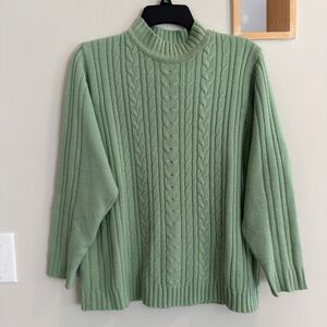 Haband Sage Cable Knit Turtleneck Sweater